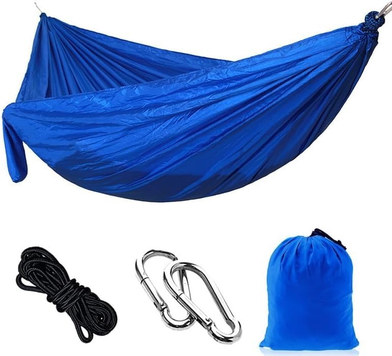 Double Camping Hammock 270x140cm Ultralight Nylon 500lb + Straps Set