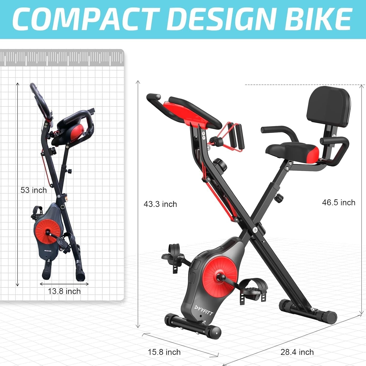 Foldable Magnetic Exercise Bike w/ 16 Levels, Pulse Sensor, Bands & Holder
