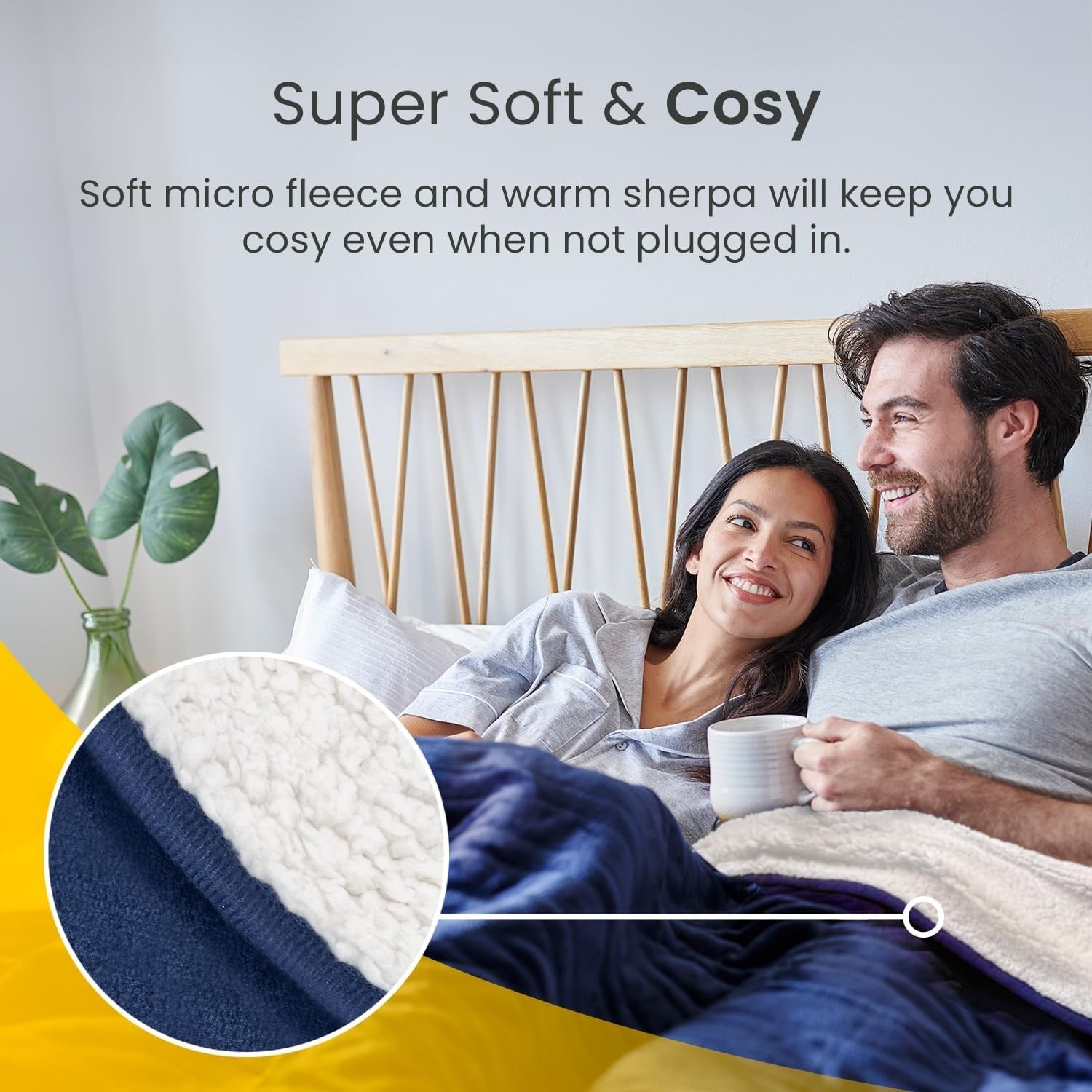 Electric Heated Throw Double Sherpa Fleece 10 Heat Levels Remote 200x150cm
