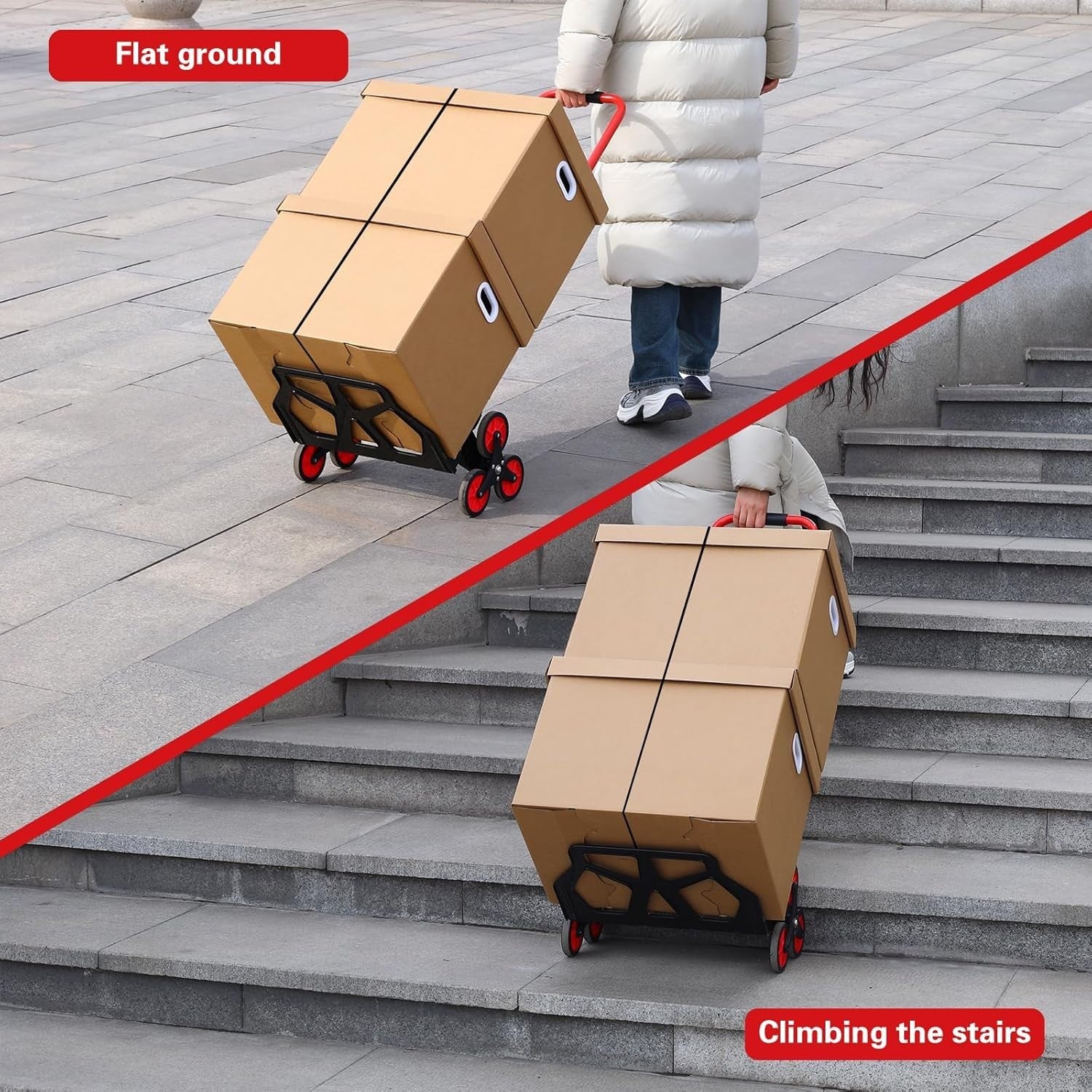 Stair Climbing Hand Truck 200lb Folding Dolly Cart 6 Wheel Trolley