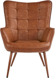 Faux Leather Accent Chair High Back Armchair Retro Lounge Seat Brown