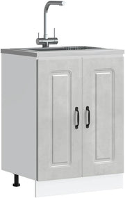 Modern Grey Bathroom Vanity Cabinet 60cm Under Sink Storage Unit with Doors