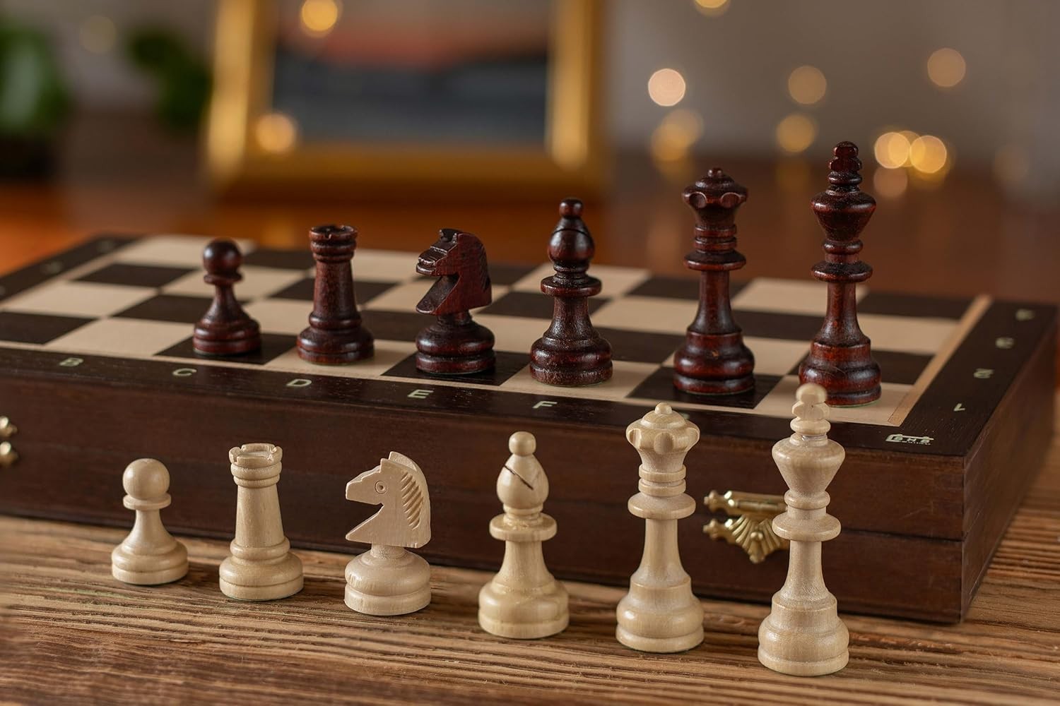 38cm Magnetic Tournament Chess Set – Weighted Wenge Pieces & Folding Board