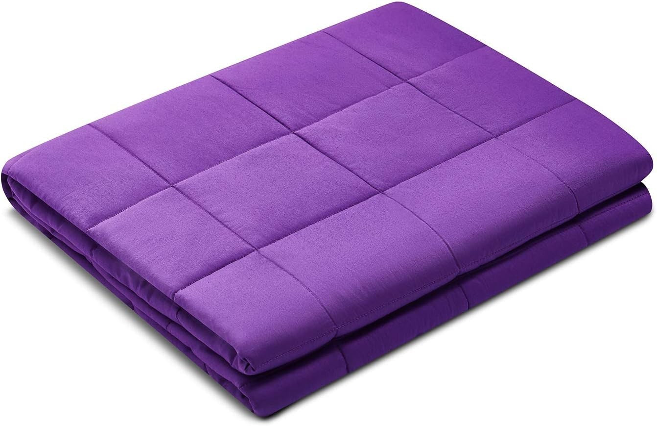 Weighted Blanket 60x80", 15lbs Cotton Glass Beads, Breathable, Violet