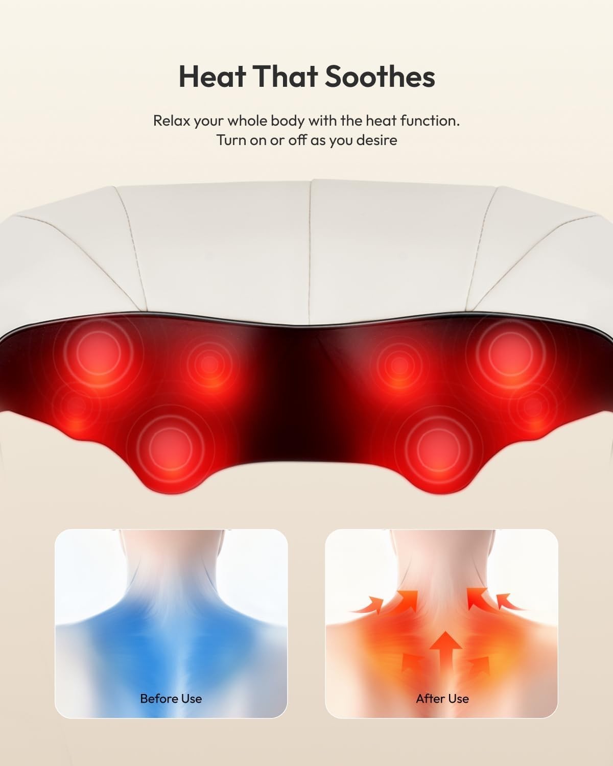 Shiatsu Neck Massager with Heat Deep Tissue 3D Kneading Shoulder Back
