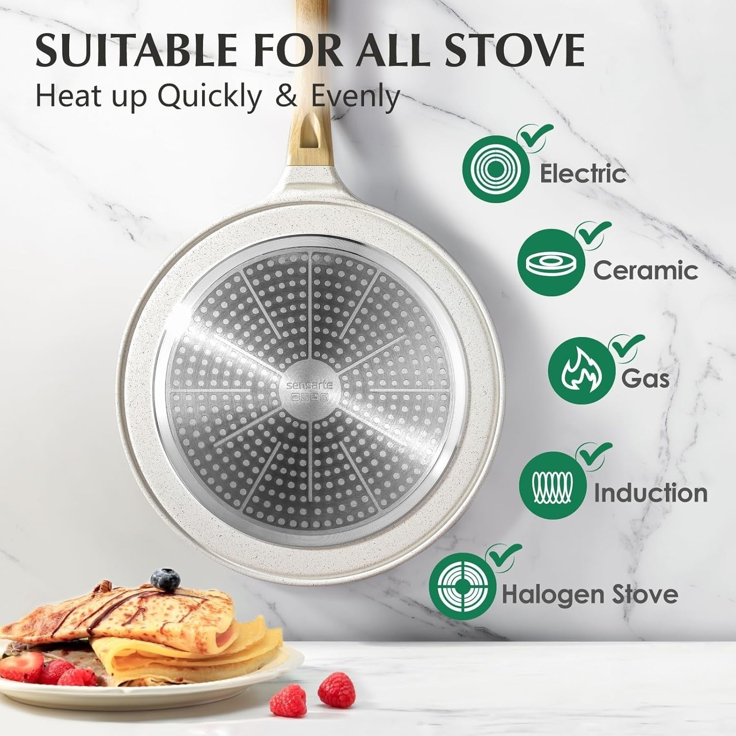 Non-Stick 30cm Pancake Pan | Swiss Granite Crepe Dosa Skillet Oven Safe