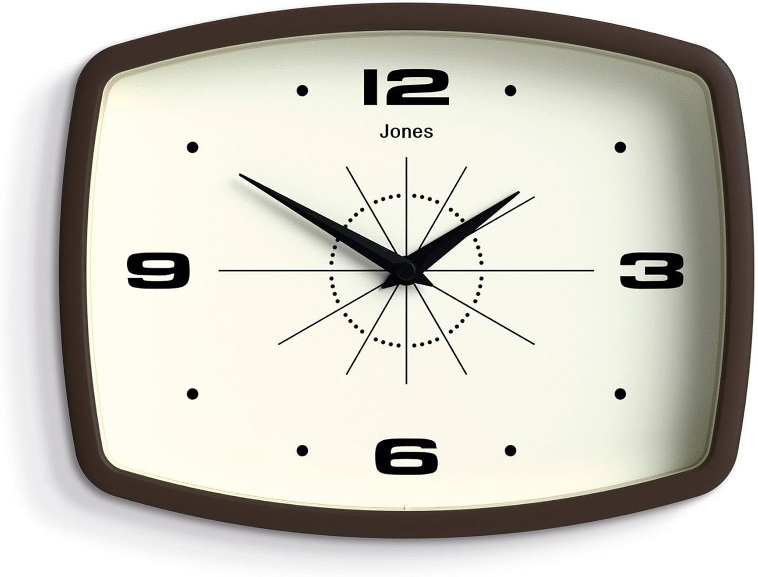 Retro 25cm Wall Clock Rectangle Silent Mocha Brown Kitchen Living Room Decor