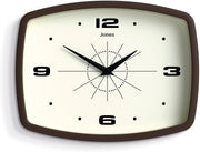 Retro 25cm Wall Clock Rectangle Silent Mocha Brown Kitchen Living Room Decor