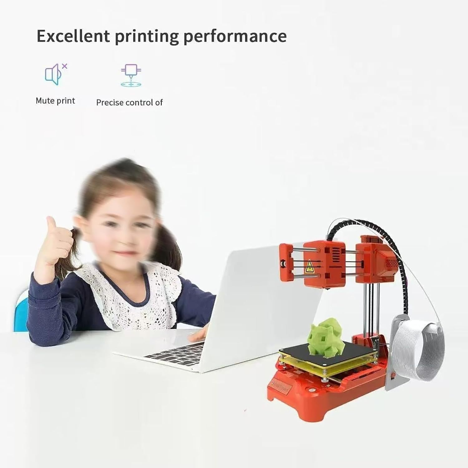 Educational Mini 3D Printer One-Touch High Precision 100x100x100mm Orange
