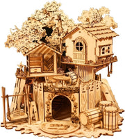 3D Wooden Treehouse Puzzle DIY Miniature House Model Desk Decor Gift