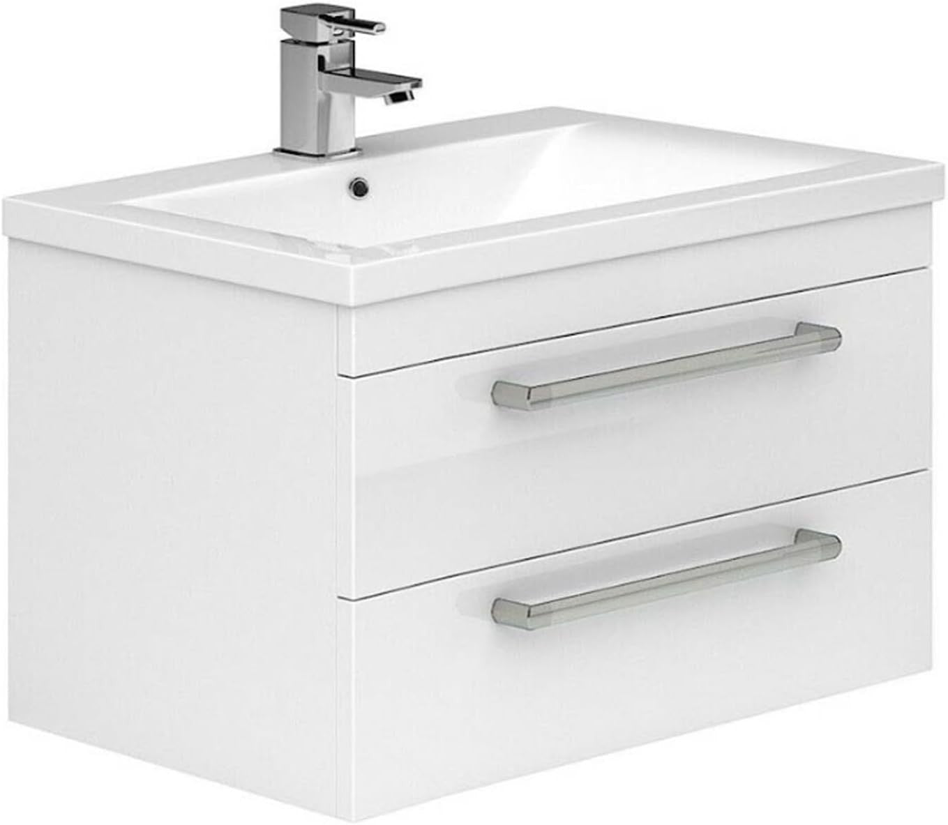800mm Wall Hung White Bathroom Vanity Unit with Basin Gloss Storage Cabinet