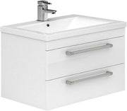 800mm Wall Hung White Bathroom Vanity Unit with Basin Gloss Storage Cabinet
