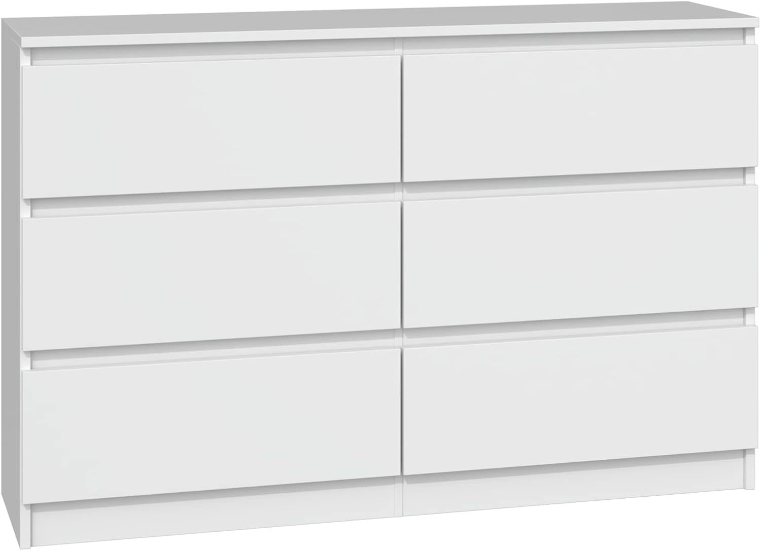 Modern White 6-Drawer Dresser Chest – Sleek Storage for Bedroom & Home Office
