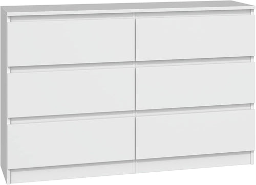 Modern White 6-Drawer Dresser Chest – Sleek Storage for Bedroom & Home Office