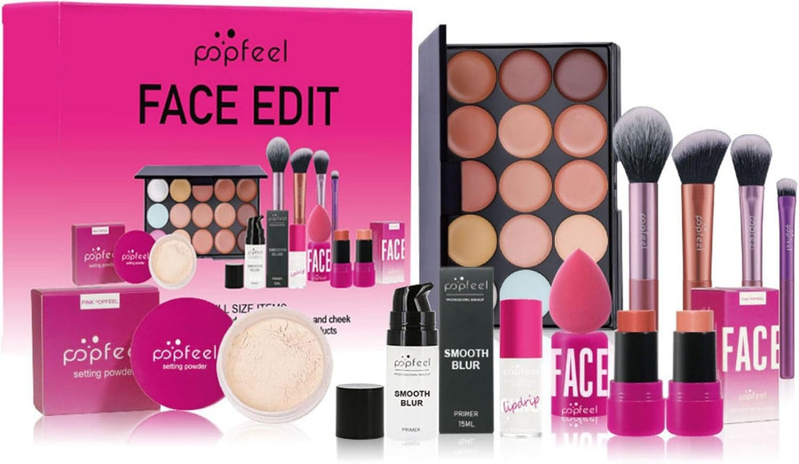 All In One Makeup Kit Gift Set With Foundation Palette & Brushes