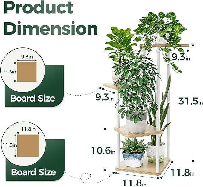 4 Tier Metal Plant Stand Indoor Outdoor Flower Shelf for Patio Balcony
