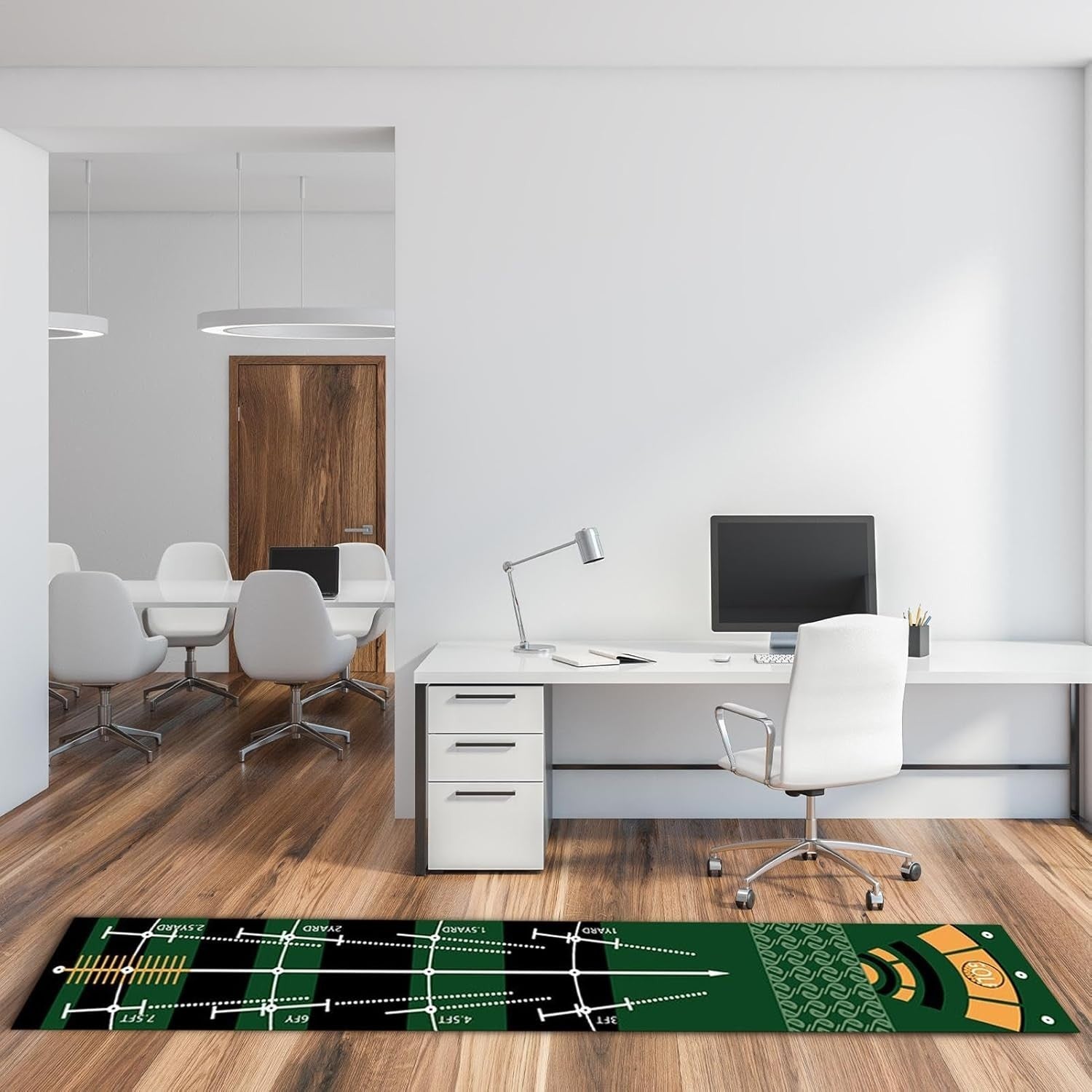 Golf Putting Mat 29” Indoor Practice Green with Alignment Lines Training Aid
