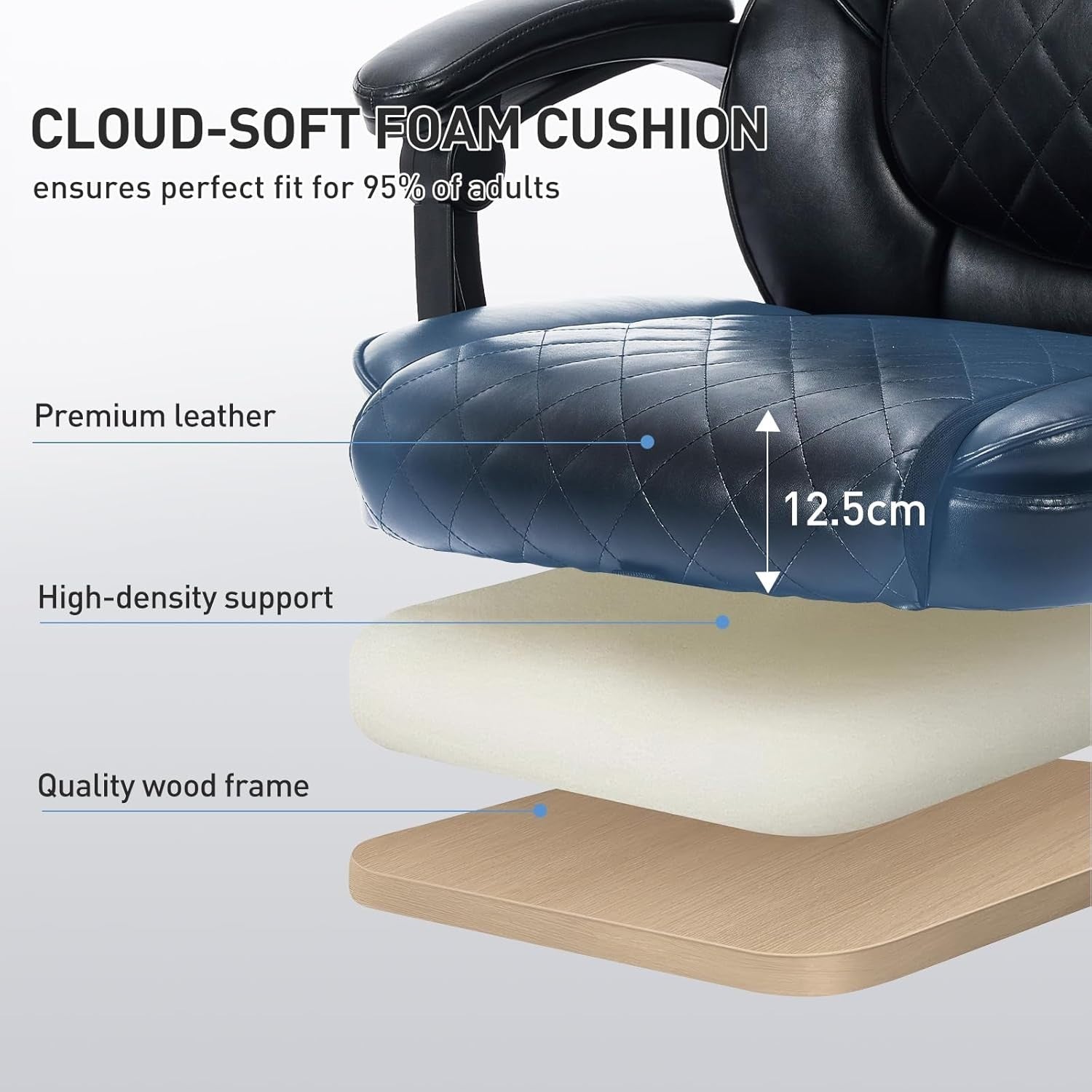 Ergonomic Massage Desk Chair w/ Footrest Heated Lumbar Support Reclining