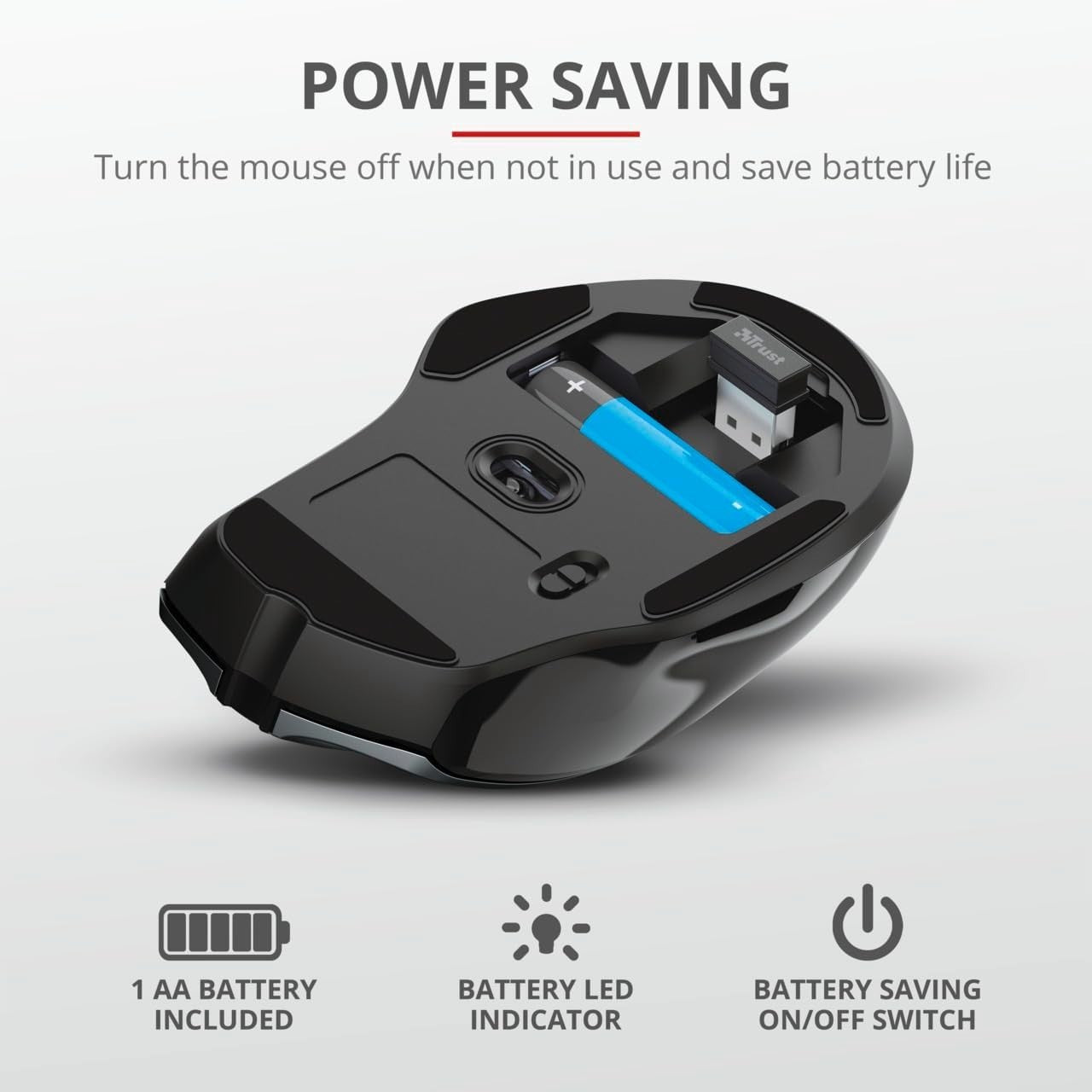 Ergonomic Wireless Mouse with Thumb Rest 2200 DPI 6 Buttons Office Comfort