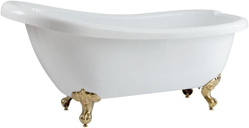 1710x740mm Freestanding Slipper Bath White Acrylic with Copper Ball Claw Feet