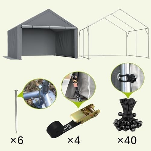 Outdoor Garden Storage Tent 10x10FT Waterproof Steel Frame Grey