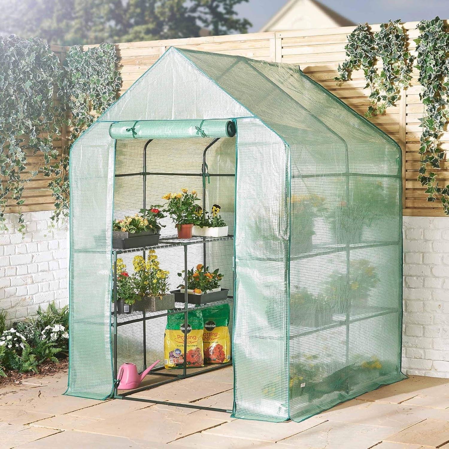 Large Walk-In Greenhouse with 8 Shelves | Heavy-Duty Steel Frame | Weatherproof