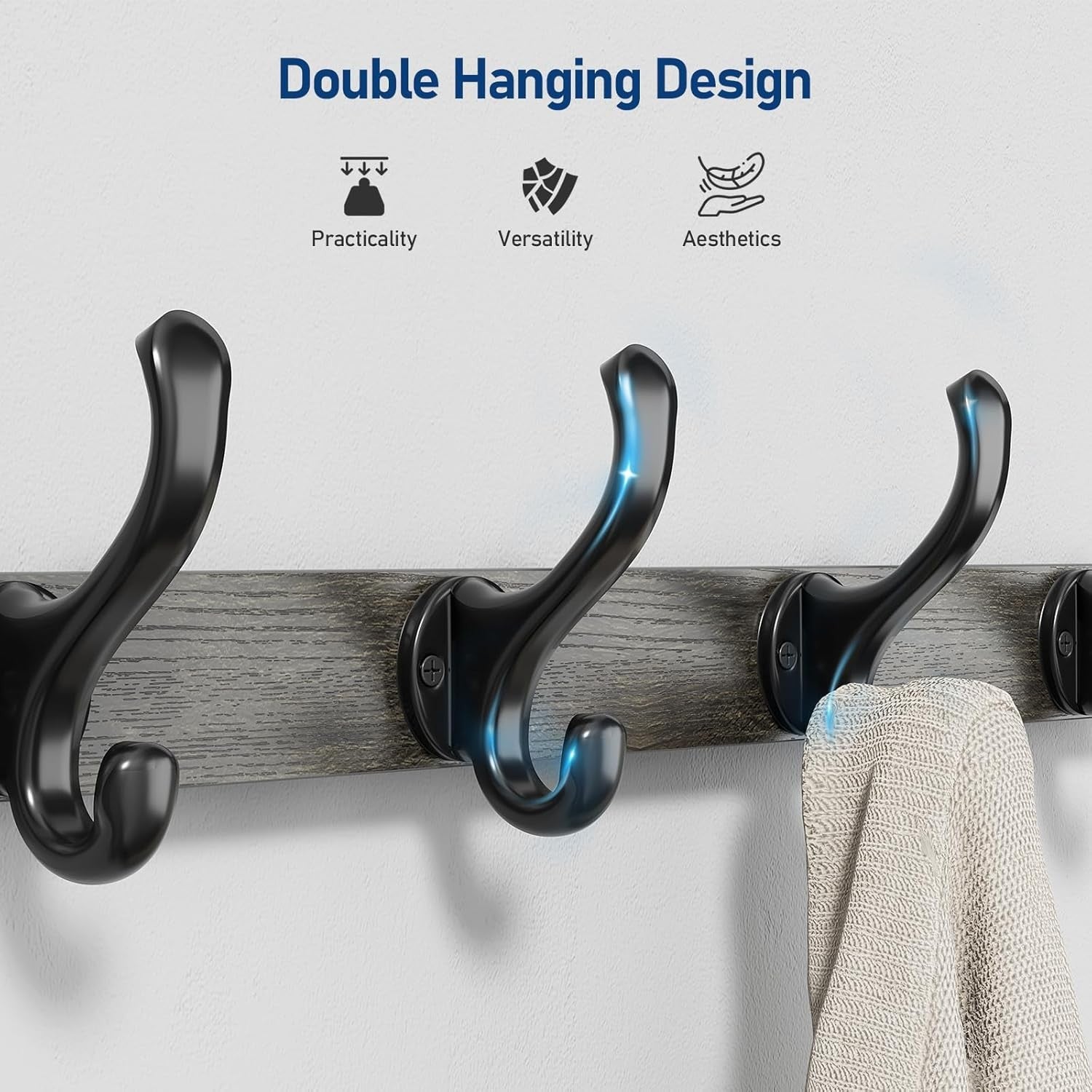 Wall Mounted Coat Rack with Shelf 20” | Rustic Ebony Hooks for Entryway