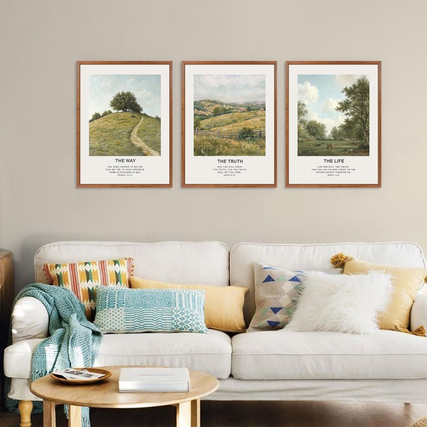 Christian Bible Verse Wall Art 3 Panel Framed Canvas 30x40cm