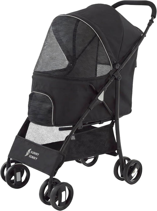 Pet Stroller for Small Dogs Cats Foldable Travel Pushchair Rain Cover