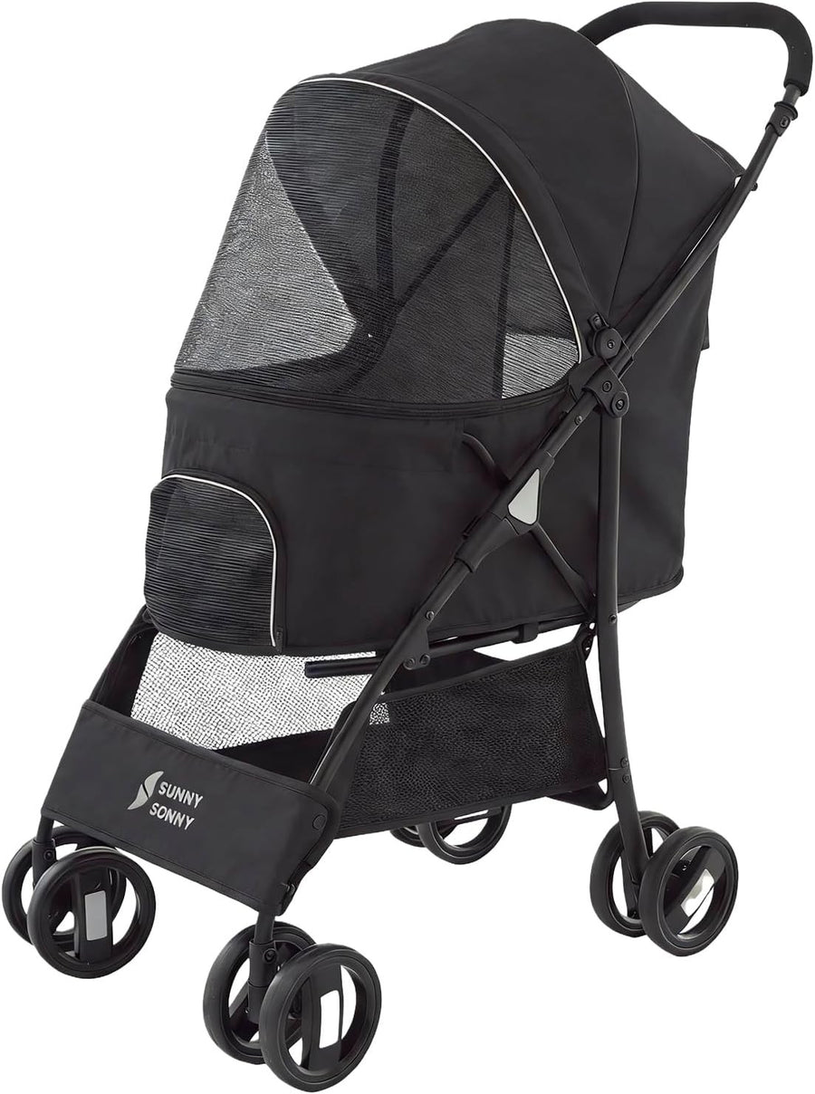 Pet Stroller for Small Dogs Cats Foldable Travel Pushchair Rain Cover