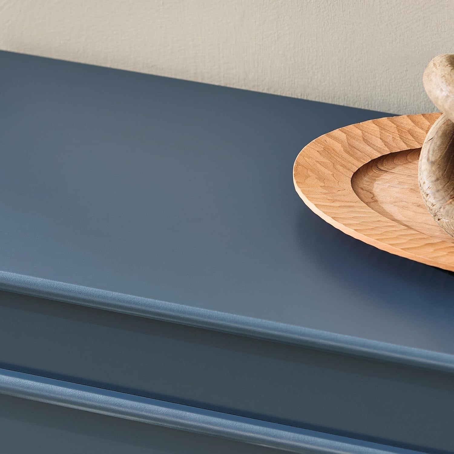 Narrow Shoe Storage Bench with Flip Drawer & Blue Cushion, 60x24x52 cm
