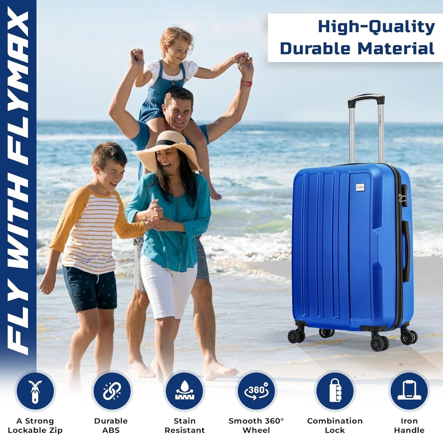 Cabin & Medium Luggage Set 2pc ABS Hard Shell 4 Wheel Spinner Travel Cases