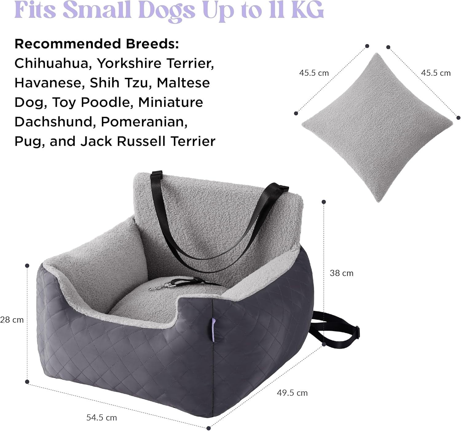 Waterproof Dog Car Seat Booster Bed Travel Carrier Leash Medium Dogs