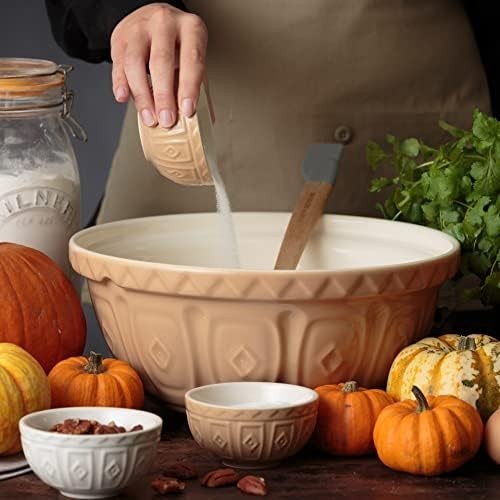 6L Cream Mixing Bowl 33cm Earthenware Classic Kitchen Bakeware
