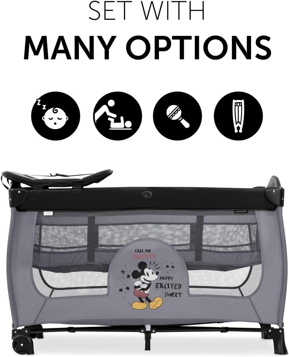 Travel Cot Changing Mat Wheels Storage Bag Newborn Bed Foldable 120x60cm Grey