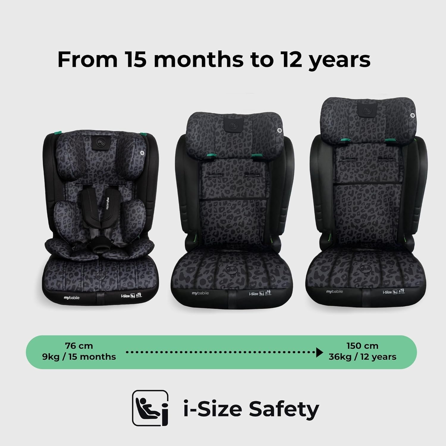 i-Size R129 Toddler to Booster Seat 5-Point Harness 76–150cm