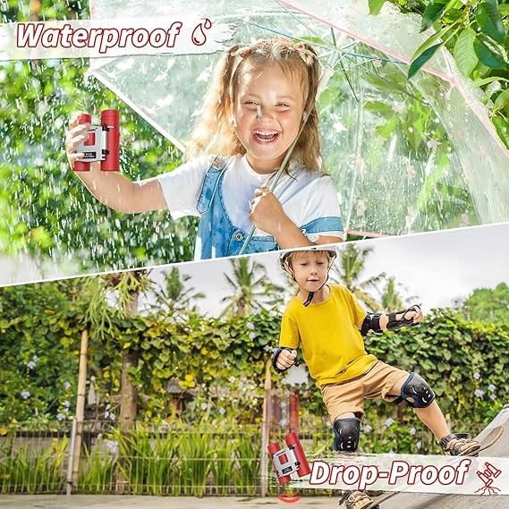 8x21 Waterproof Kids Compact Binoculars Mini Travel for Bird Watching Red