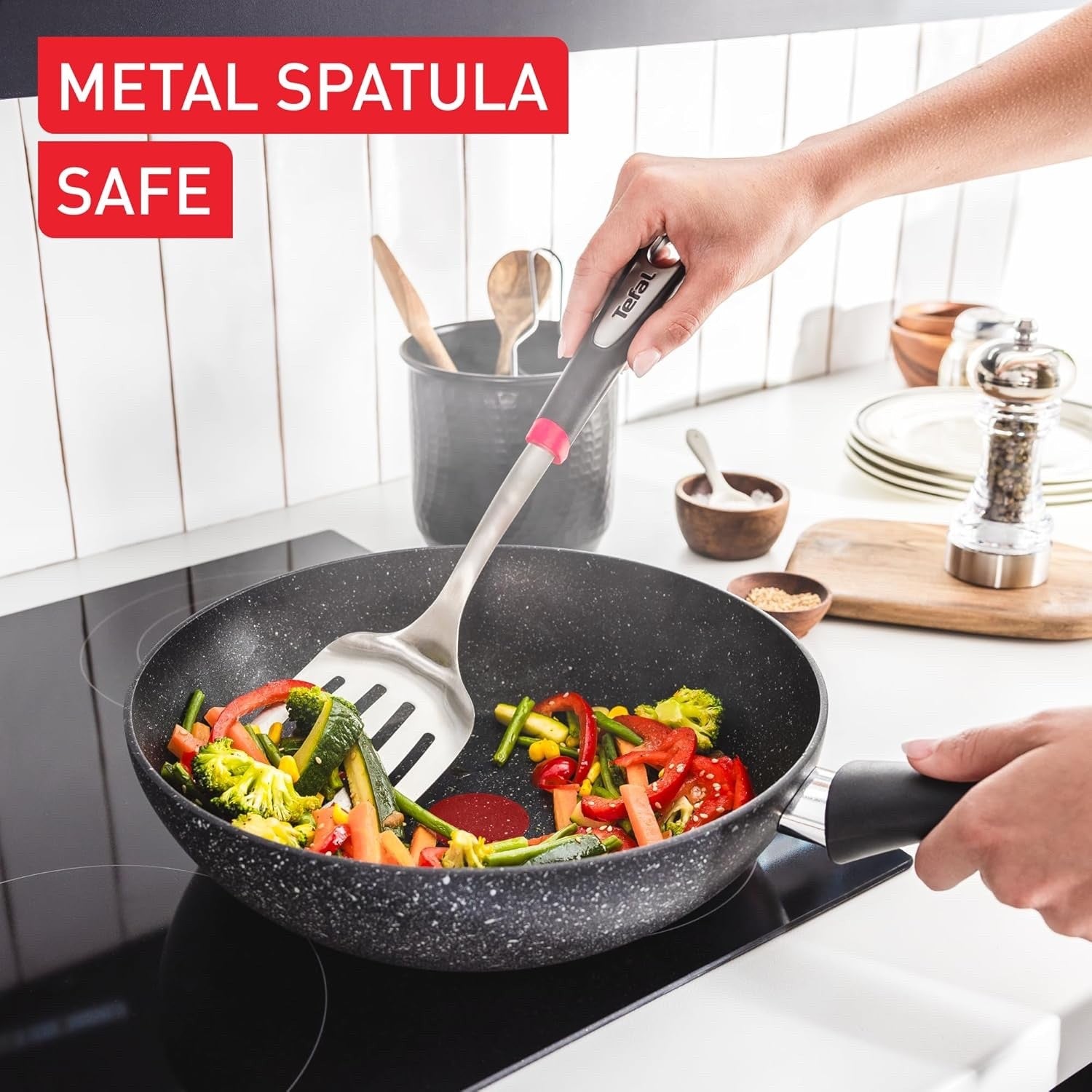 28cm Stone Black Non Stick  Durable Coating Wok Pan Induction Safe