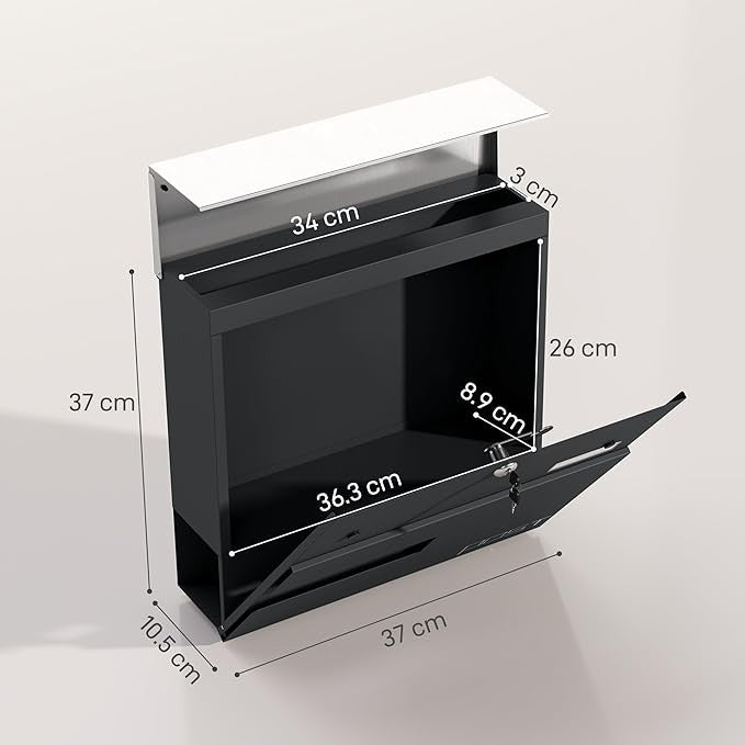 Lockable Wall Mounted Mailbox Outdoor Post Box with Viewing Window – Rustproof