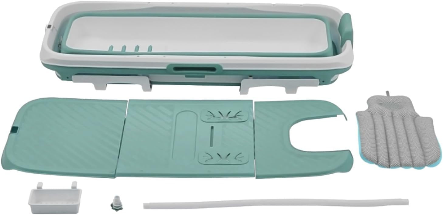 Portable Foldable Adult Bathtub 135x54x61cm Blue Insulated Spa Bath with Lid