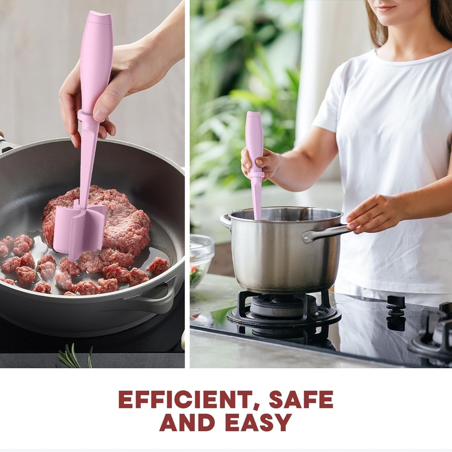 Hamburger Meat Chopper Ground Beef Masher Heat Resistant Pink