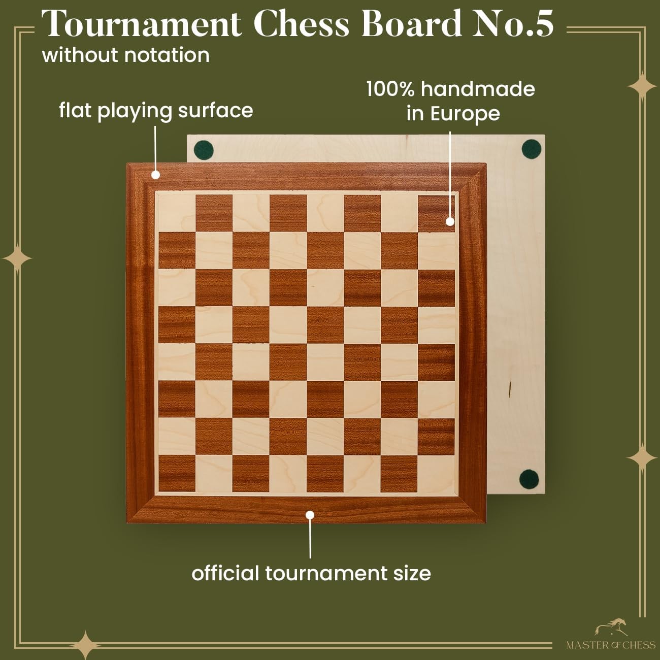 48cm Professional Wooden Chess Board Inlaid Sycamore Mahogany Tournament