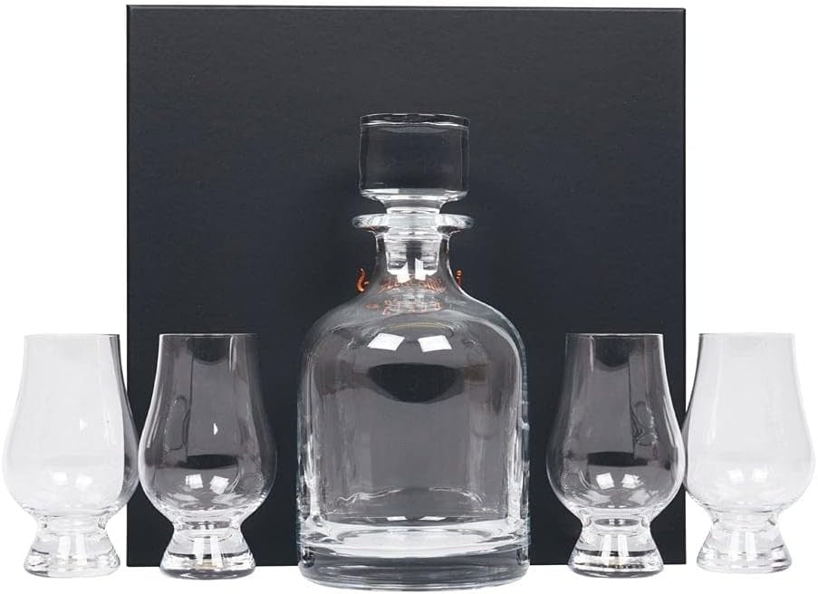 Luxury Crystal Whiskey Decanter Set with 4 Glasses & Gift Presentation Box