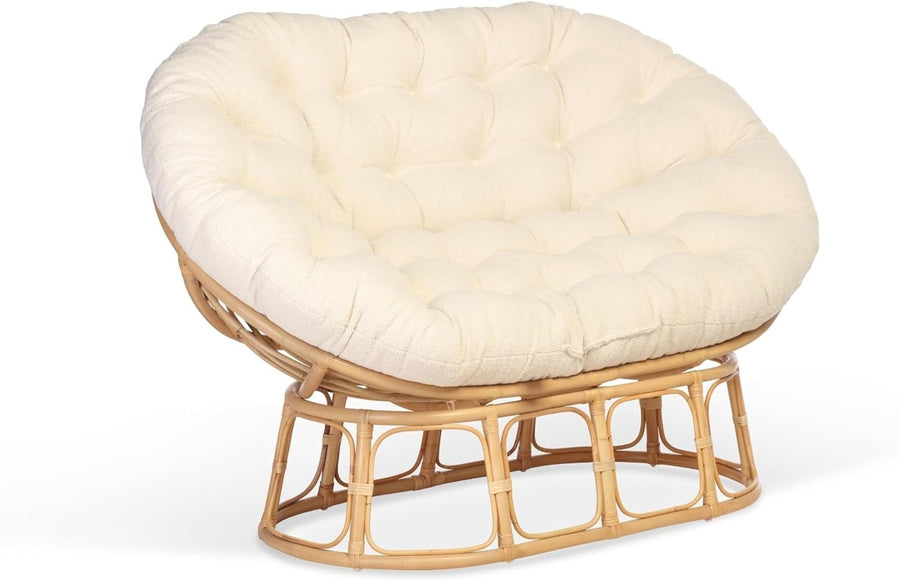 Oversized Double Papasan Rattan Chair Indoor 2 Seater Lounge with Cushion