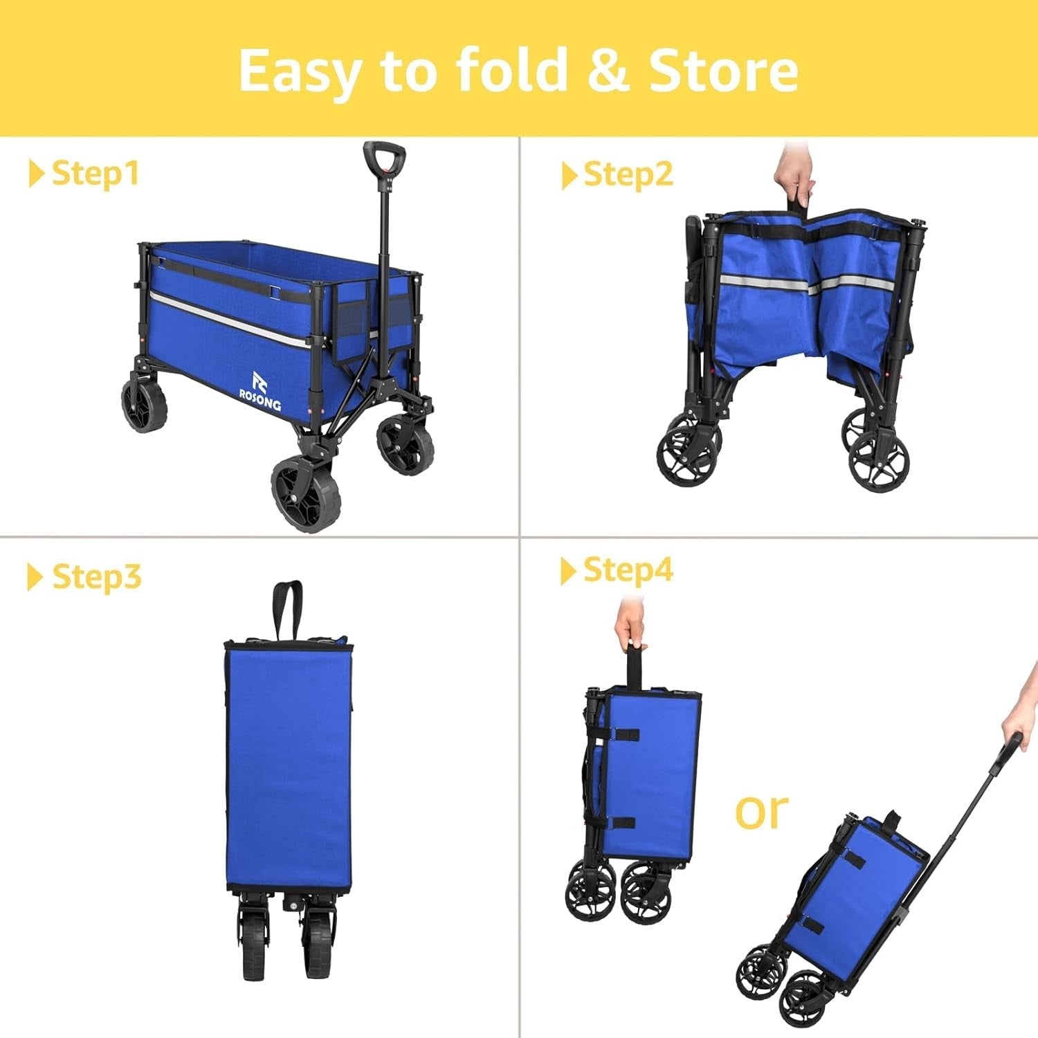 Foldable Collapsible Wagon Cart Heavy Duty Outdoor Utility Trolley with Wheels