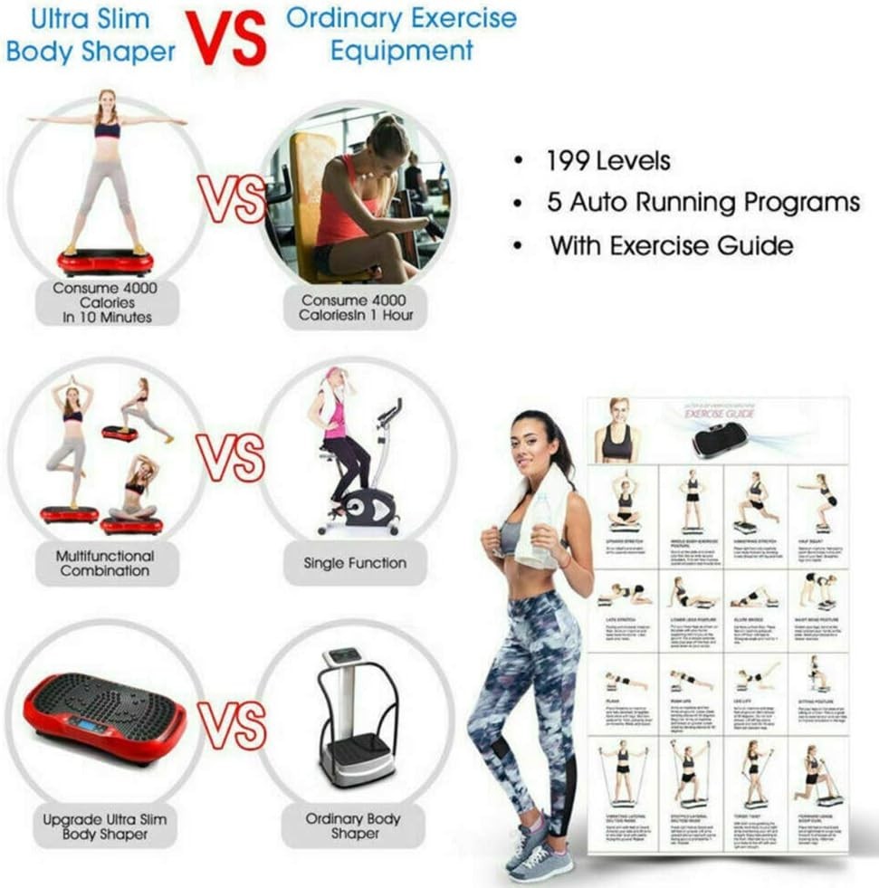 3D Vibration Plate Fitness Platform 180 Levels Remote 330lb