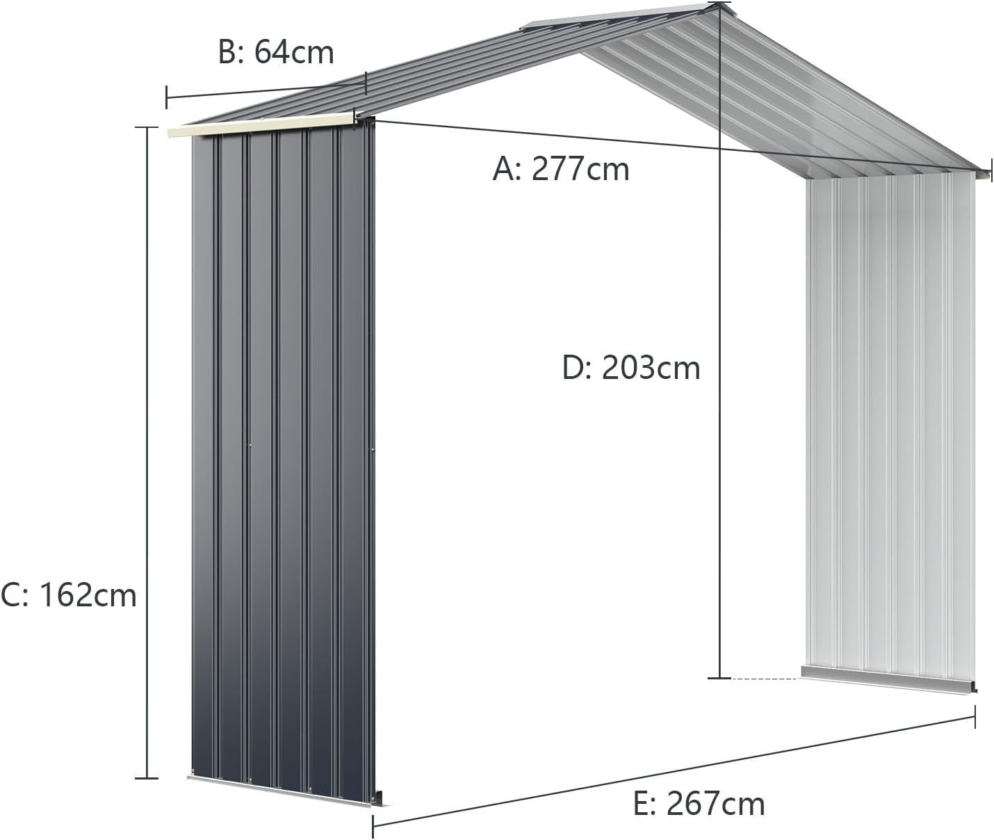 Outdoor Garden Shed Extension Kit 9x6FT Metal Lockable Extra Storage