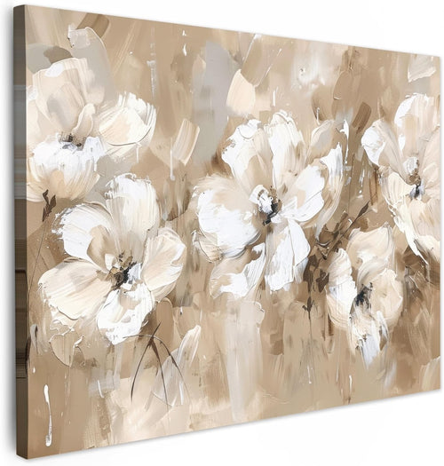 Beige Watercolor Floral Canvas Wall Art 40x30cm Framed Print