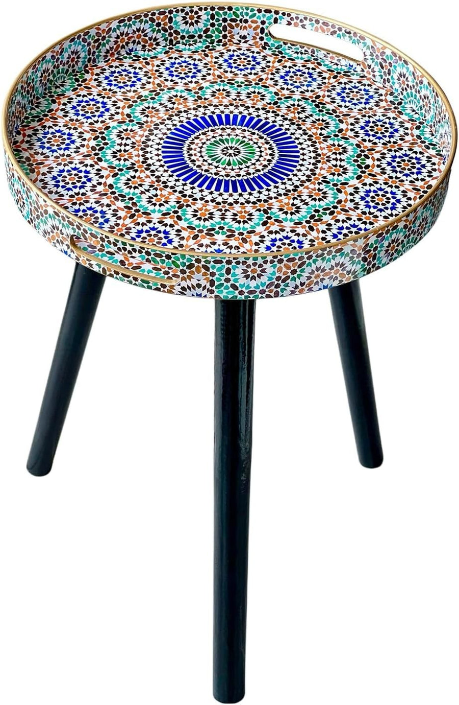 Round Side Table with Detachable Legs – 50x38x38cm Multi Moroccan