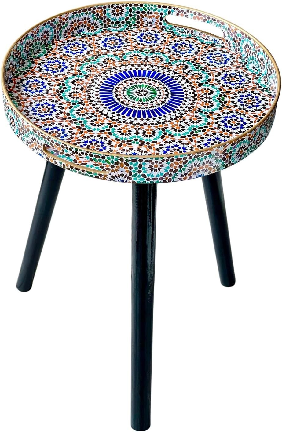 Round Side Table with Detachable Legs – 50x38x38cm Multi Moroccan